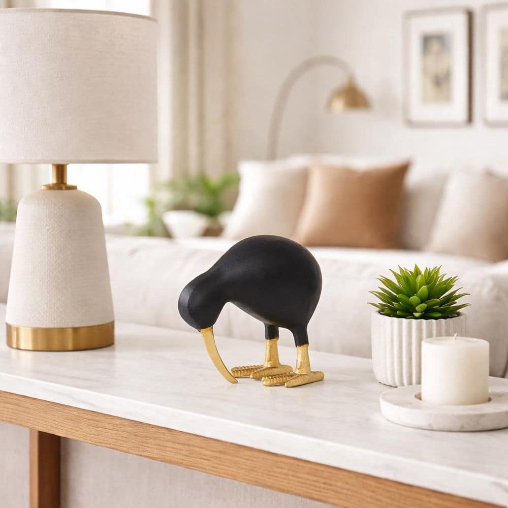 Liv & Skye Black Gold 7.5 in. x 8 in. Metal Kiwi Mom Animal