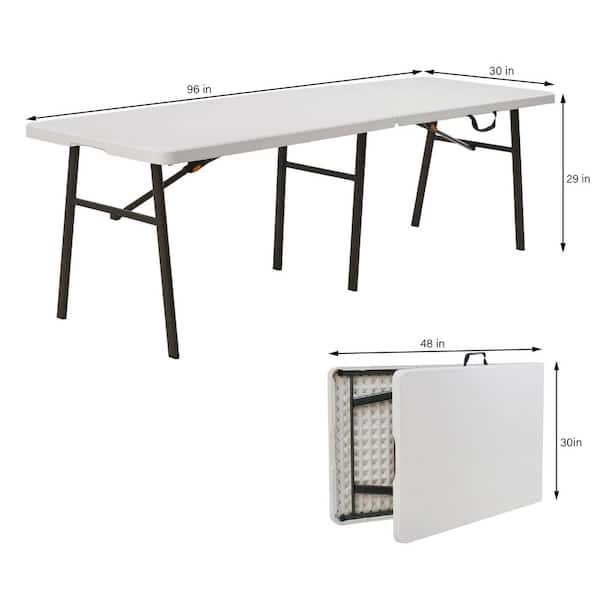 HDX 8 ft. Almond Resin Top Indoor/Outdoor Rectangular Folding