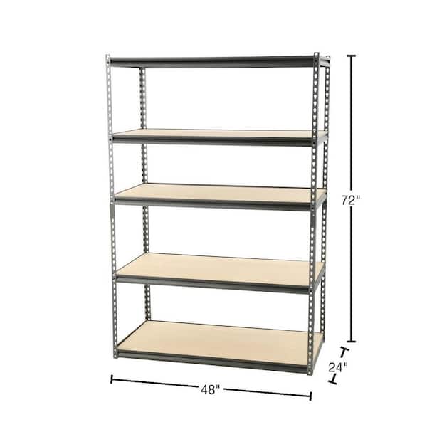 Muscle Rack - 5-Tier Boltless Steel Garage Storage Shelving Unit in Silver Vein (48 in. W x 72 in. H x 24 in. D)