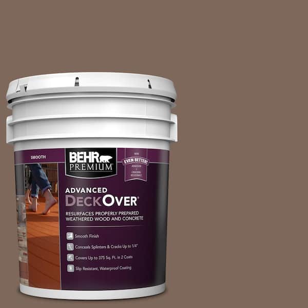 BEHR Premium Advanced DeckOver 5 gal. #SC-148 Adobe Brown Smooth Solid Color Exterior Wood and Concrete Coating