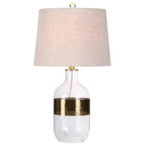 Stevens 25.5 in. H Clear/Brass Glass Table Lamp