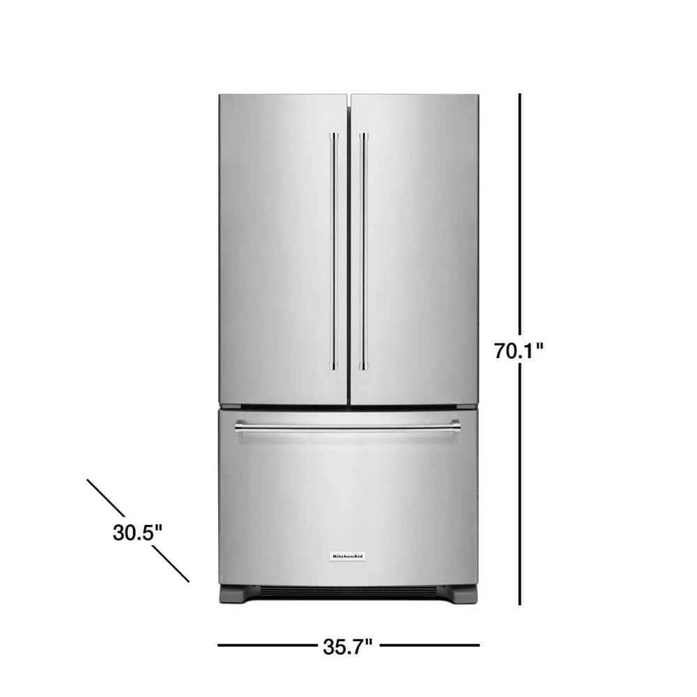 KitchenAid 20 cu. ft. French Door Refrigerator in Stainless Steel, Counter Depth