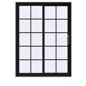 60 in. x 80 in. V-4500 Contemporary Black FiniShield Vinyl Right-Hand 10 Lite Sliding Patio Door w/White Interior