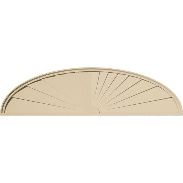Ekena Millwork 72-in. W x 19-in. H x 2-in. P Elliptical Sunburst Signature Urethane Pediment, Primed Tan