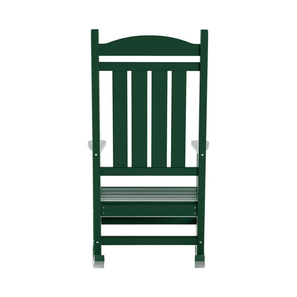 Laguna Traditional Dark Green Poly HDPE Rocking Chair with Arms