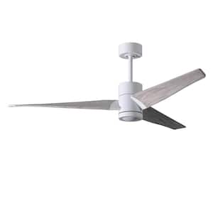 Super Janet 60 in. LED Indoor/Outdoor Damp Gloss White Ceiling Fan with Light with Remote Control, Wall Control