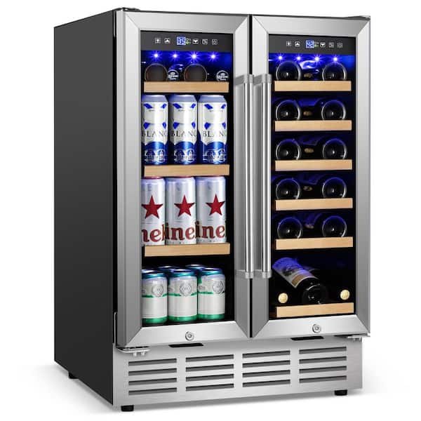 23.5 in. Dual Open Built-in/Freestanding Outdoor Beverage Center in Stainless Steel with Adjustable Temperature