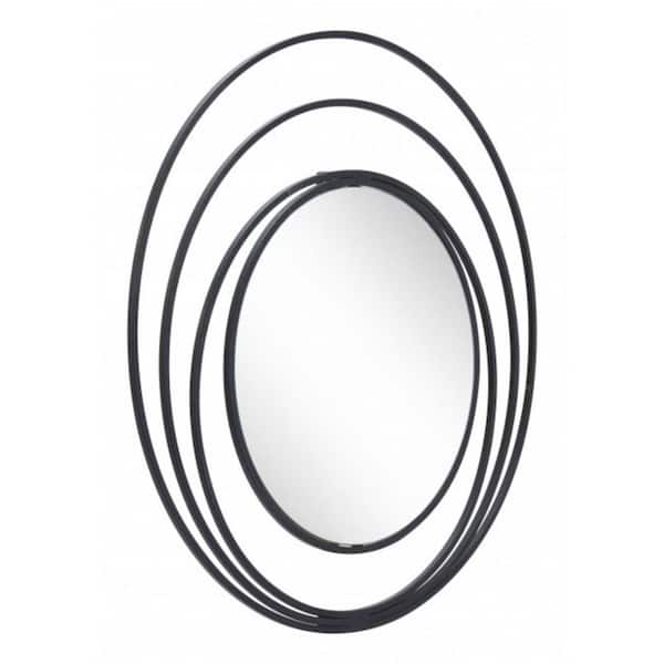 HomeRoots 31.7 in. x 31.7 in. Classic Irregular Framed Black Vanity Mirror