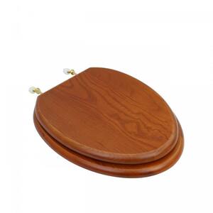 Mahogany Wooden Elongated Front Toilet Seat with Brass PVD Hinges and Non Slip Bumper