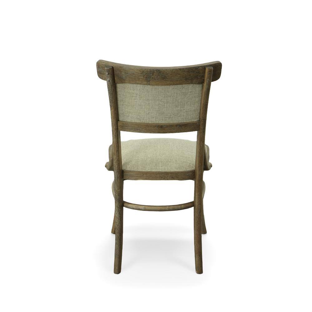 Vintage Walnut Upholstered Linen Parsons Side Chair Set