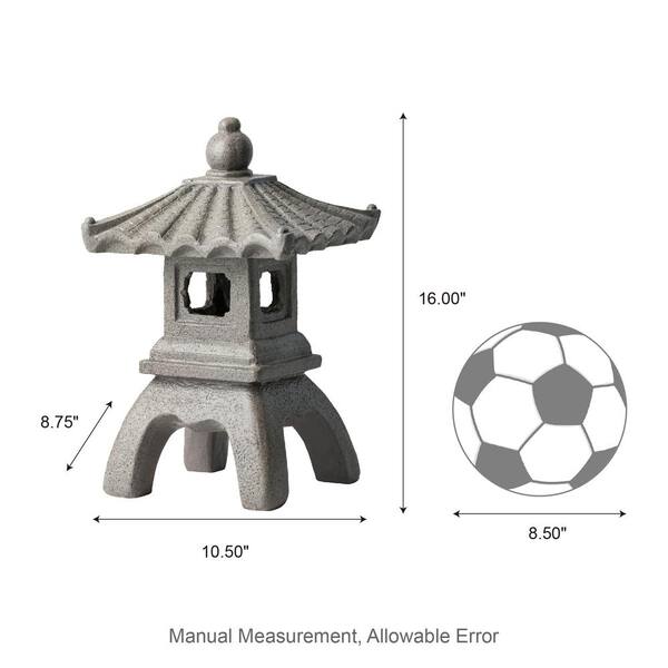 Glitzhome 16 in. H MGO Faux Concrete Pagoda Garden Statue