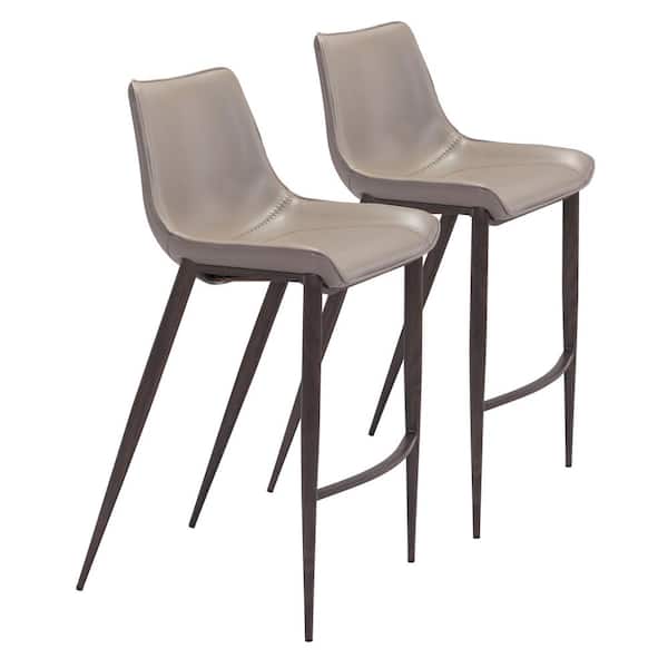 ZUO Magnus Bar Chair (Set of 2) Gray & Walnut