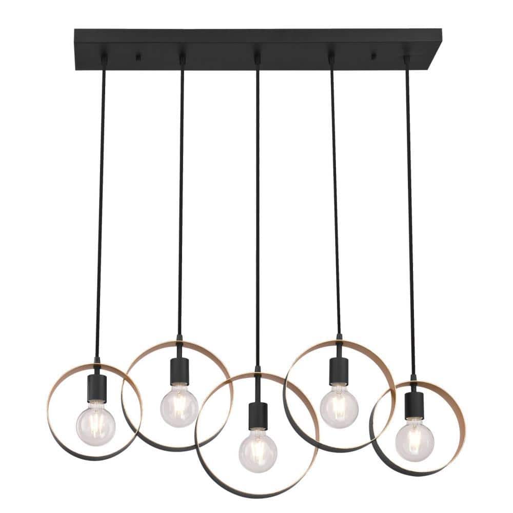 Olympus Matte Black and Textured Gold Geometric Chandelier