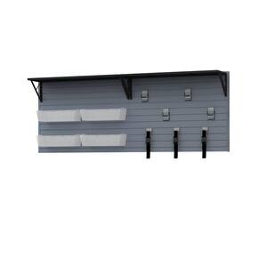 36 in. H x 96 in. W Slat Wall Panel Set Heavy Duty Basic Shelf and Bin Storage Set in Silver (14-Piece)