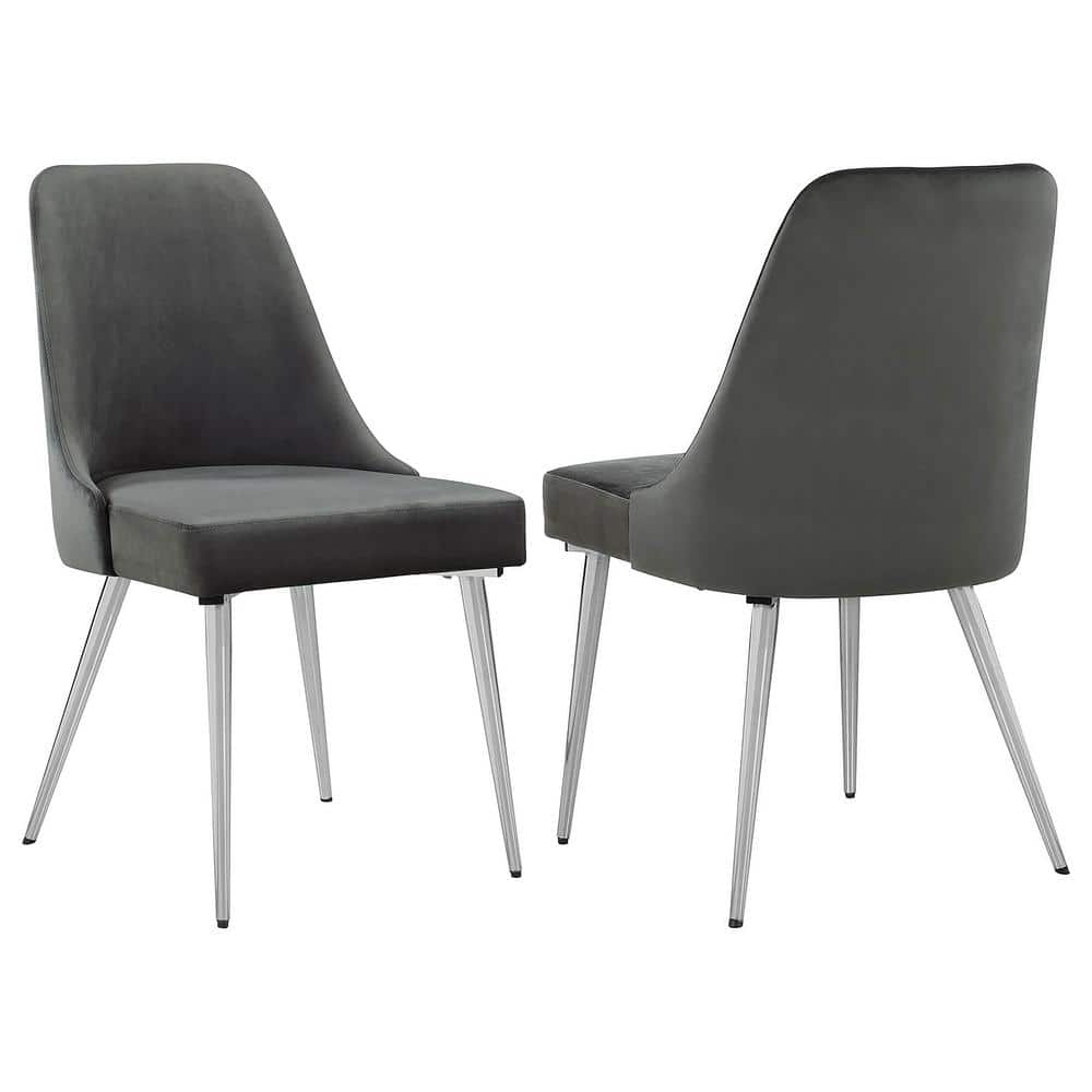 Gray Upholstered Metal High Back Side Chair