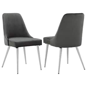 Cabianca Gray Fabric Curved Back Side Chairs Set of 2