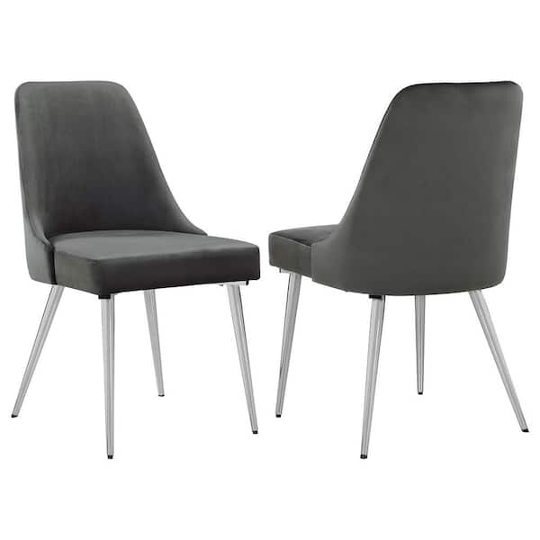 Coaster Cabianca Gray Fabric Curved Back Side Chairs Set of 2