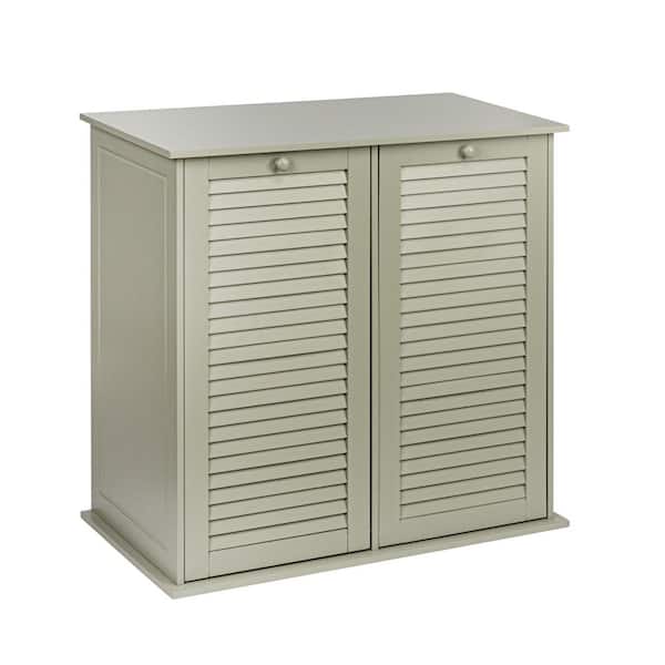 Gray 28.9 in. H x 15.8 in. W x 30 in. Wood 2 Bag Tilt-out Door Cabinet Laundry Sorter with Shutter Front