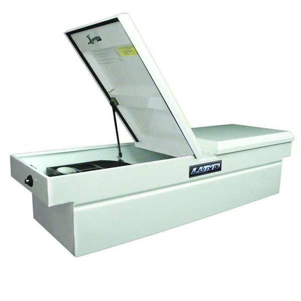 Lund 70 in White Steel Full Size Crossbed Truck Tool Box with mounting hardware and keys included