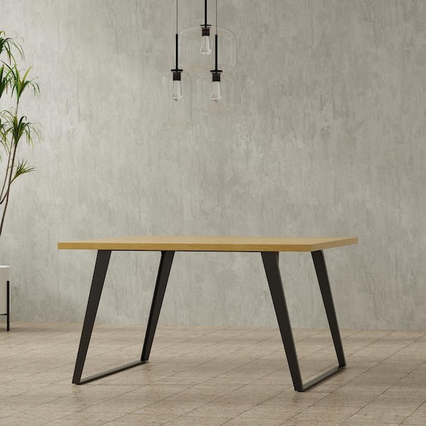 Lowry Modern Industrial Square Oak Veneer Wood 54 in. 4-Legs Dining Table Seats 6