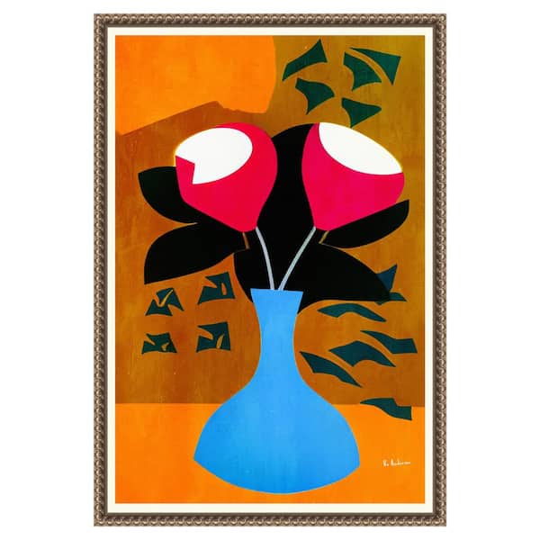 Amanti Art "Strawberry Flowers" by Bo Anderson 1-Piece Floater Frame Giclee Abstract Canvas Art Print 23 in. x 16 in.