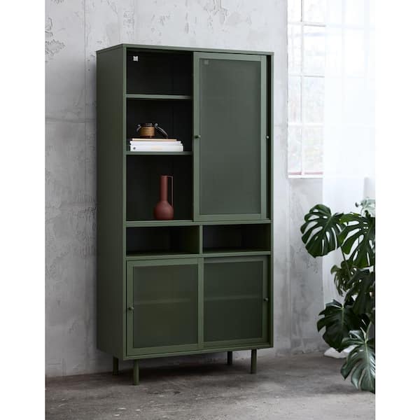 Olive Green 70.5 in. H Storage Cabinet with Metal Mesh Doors VEEP