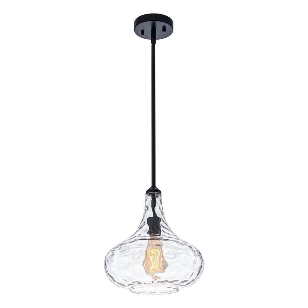 Modern Black Water Ripple Glass Pendant Light, Adjustable E26 Hanging Light Fixture for Kitchen Island, Dining Room, Bar price history on PriceWatchPro