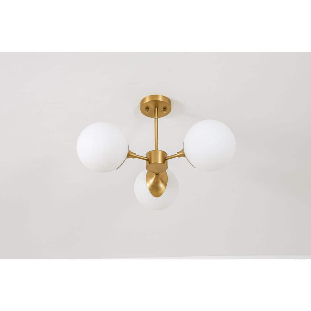 Ceder 3-Light 24 in.L Brushed Gold Sputnik Semi-Flush Mount with Opal Glass Globes for Bedroom and Entryway price history on PriceWatchPro