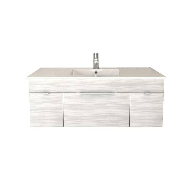 Cutler Kitchen and Bath Textures Collection 48 in. W x 18 in. D x 19 in. H Vanity in Contour White with Acrylic Vanity Top in White with Basin