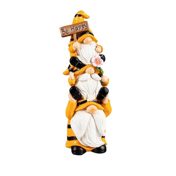Evergreen 9 in. H Stacked Bee Gnome Trio Garden Statuary