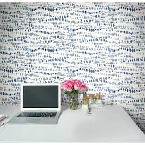 Lisa Audit Navy and White Dotted Line Peel and Stick Wallpaper (Covers 28.29 sq. ft.)