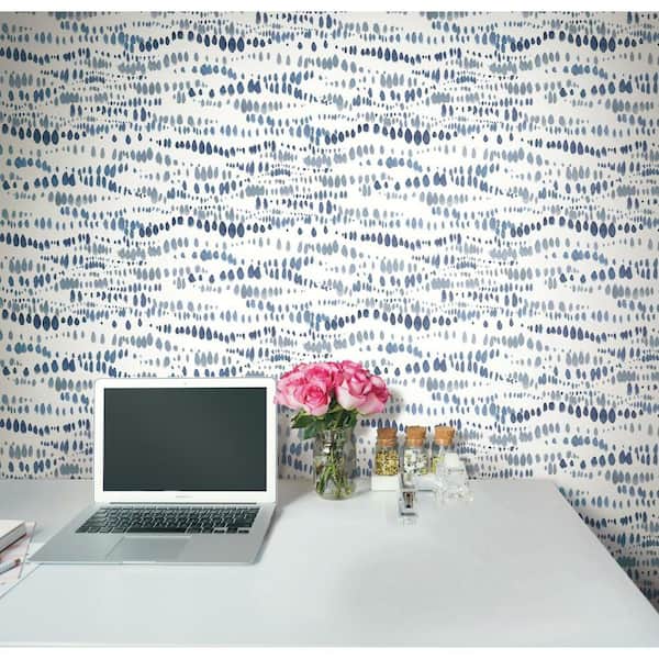 Lisa Audit Navy and White Dotted Line Peel and Stick Wallpaper (Covers 28.29 sq. ft.)