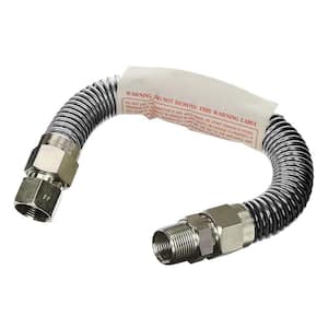 1/2 in. OD x 3/8 in. ID Flexible Gas Connector Stainless Steel for Dryer/Water Heater, 18 in. L w/ 1/2 in. FIP x MIP