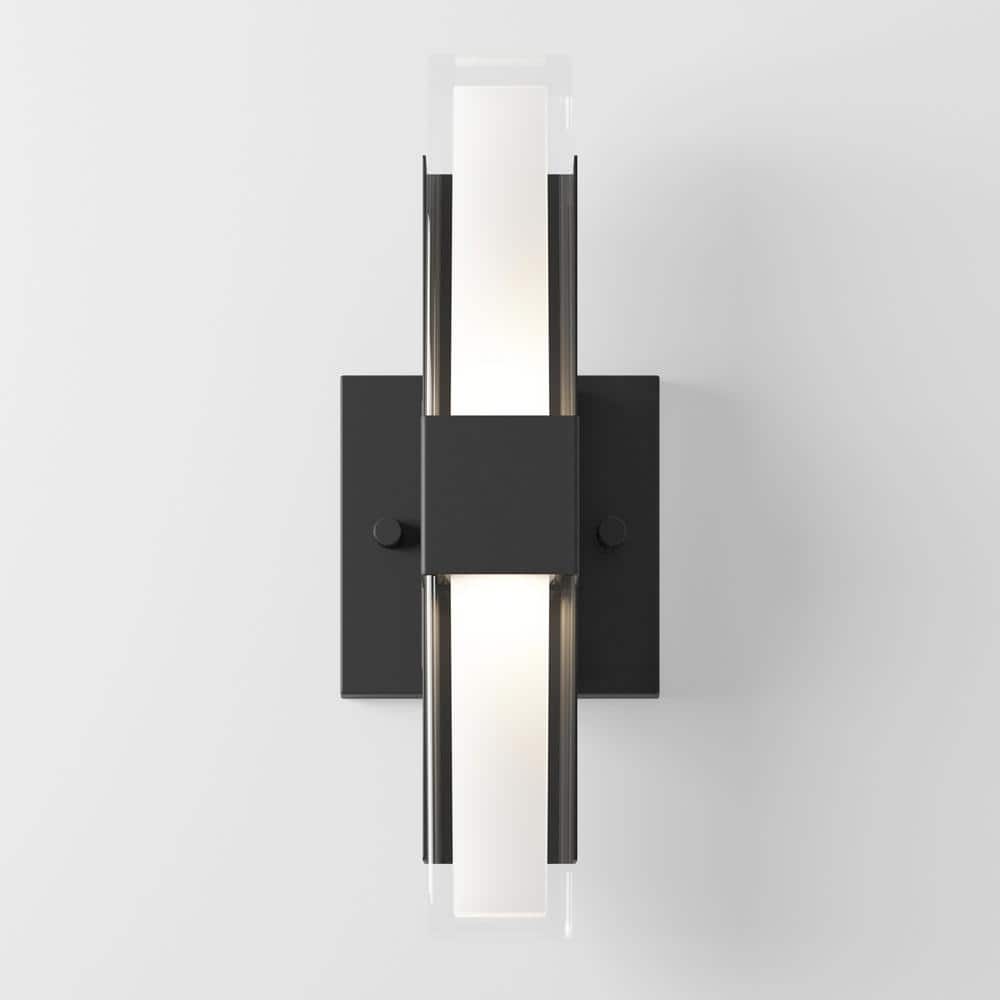 Gemini Matte Black Dimmable LED Outdoor Wall Sconce
