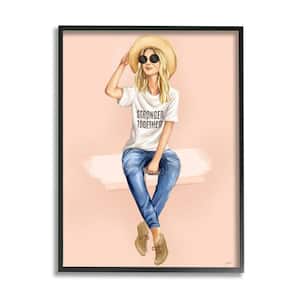 "Stronger Together Phrase Relaxed Fashion Female" by Ziwei Li Framed People Wall Art Print 24 in. x 30 in.