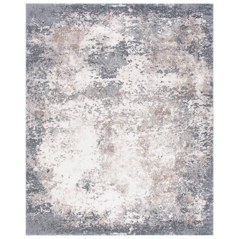 Abstract Elegance 9' x 12' Gray Hand-Knotted Synthetic Rug