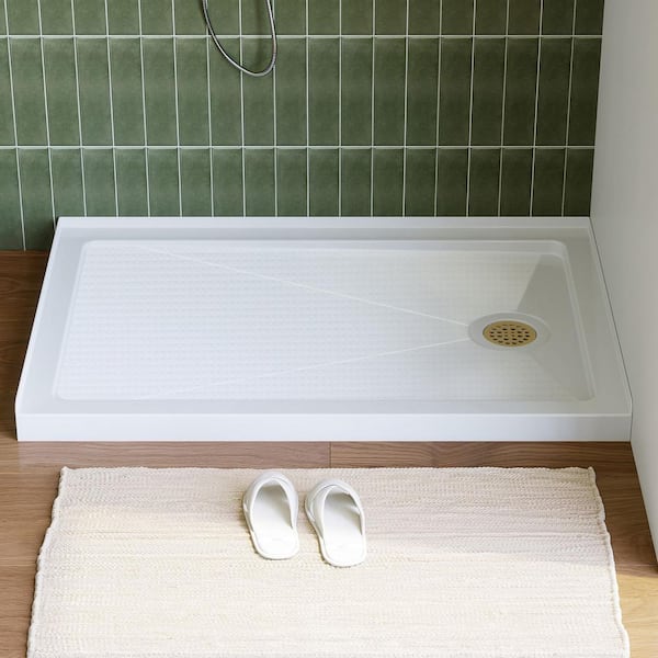 48 in. L x 32 in. W Alcove Shower Pan Base with Right Drain