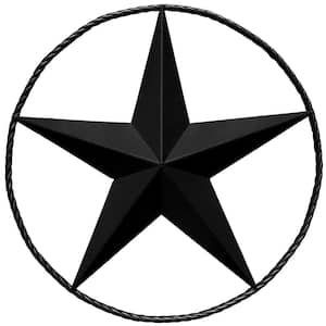 24 in. Black Texas Star Metal Wall Decor for Outdoor, Iron Rustic Vintage Decoration