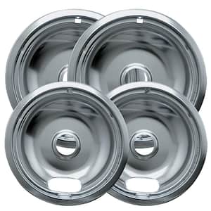 6 in. 2-Small and 8 in. 2-Large Drip Bowl in Chrome (4-Pack)