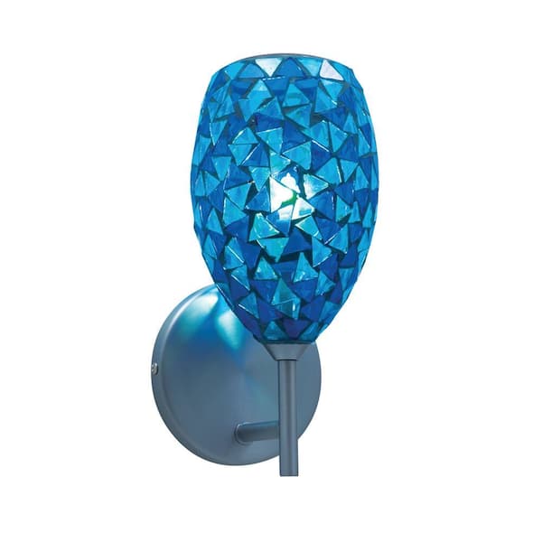 JESCO Lighting 1-Light Low-Voltage Blue Companion Wall Sconce with Mosaic Glass