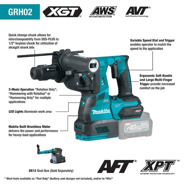Makita 40V Max XGT Brushless Cordless 1-1/8 in. Rotary Hammer