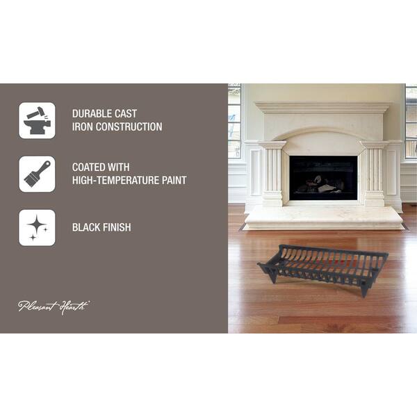 Width Pleasant Hearth Fireplace Grate Cast Iron High Temperature Paint 18 in 