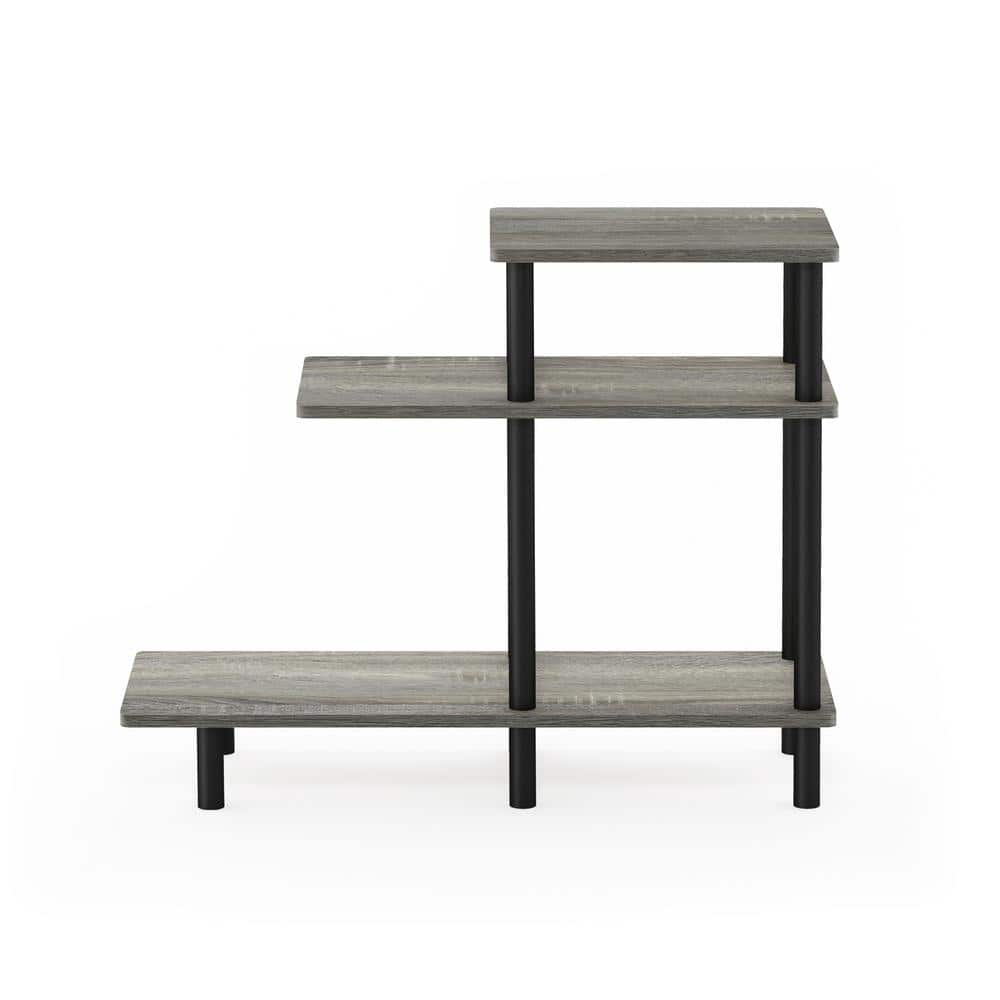 French Oak Grey and Black 3-Tier Rectangular Wood Side Table