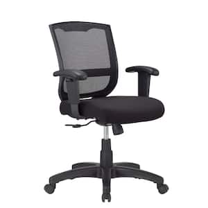 Zabrina Leather Swivel Office Chair in Black with Non Adjustable Arms