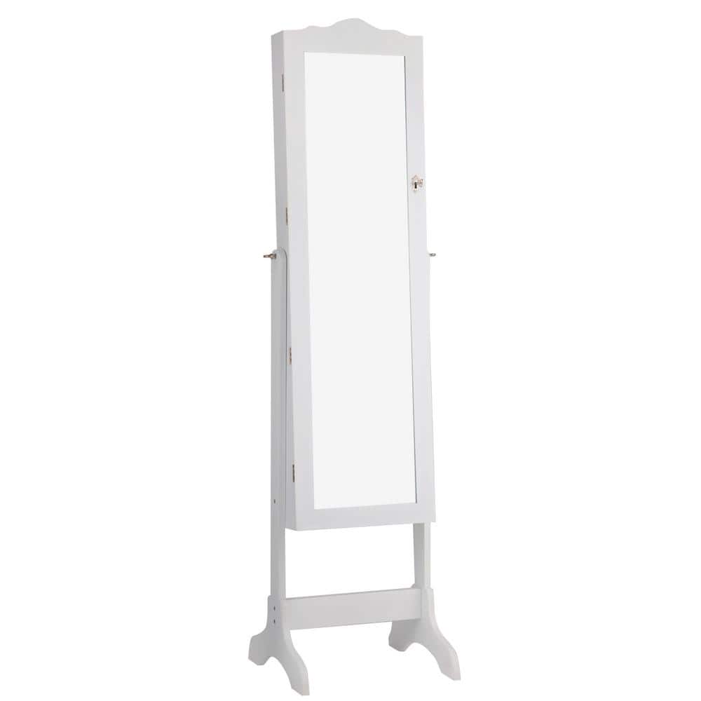 18 in. x 14.5 in. x 61.5 in. White Mirrored Wood Jewelry Cabinet Storage Organizer with Box Drawers price history on PriceWatchPro