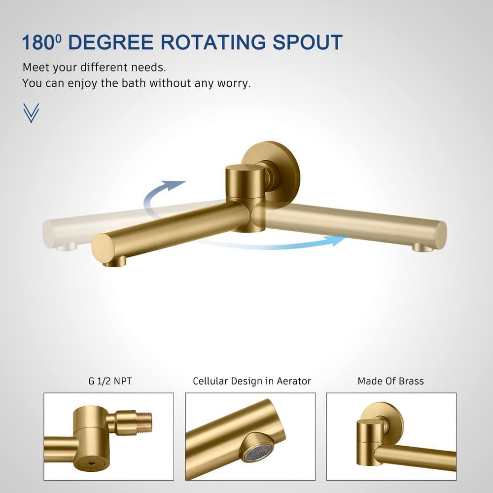 Brushed Gold Dual Rain Shower System with Handheld Spray