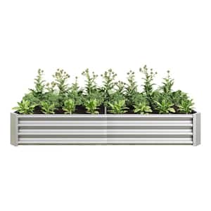 6 ft. x 3 ft. x 1 ft. Metal Raised Garden Bed for Flower Planters Vegetables Herb in Silver