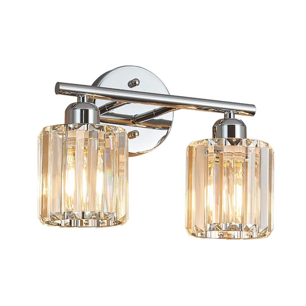 12.8 in.2-Light Chrome Clear Crystal Bathroom Vanity Light Over Mirror For Bathroom Dressing Table Bulbs Not Included price history on PriceWatchPro