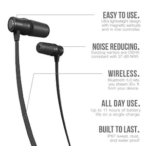 XTRA 2.0 Bluetooth Hearing Protection Earbuds, 27 dB Noise Reduction Rating, OSHA Compliant Work Ear Protection (Black)