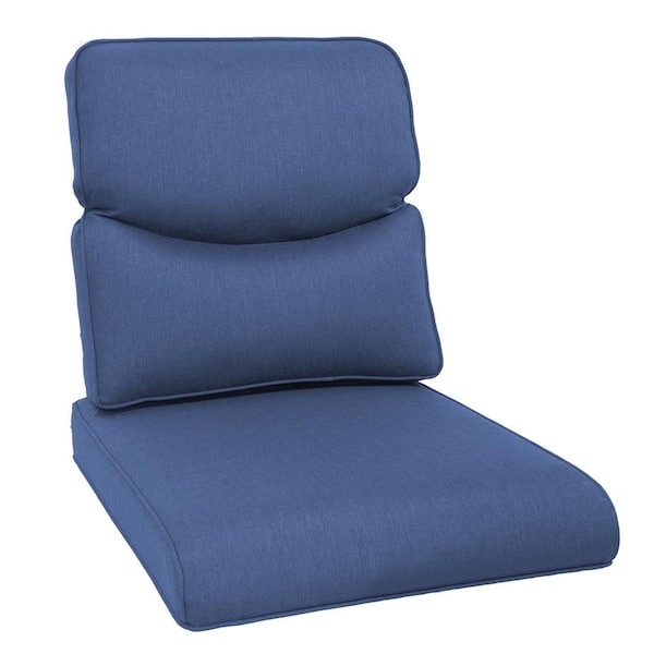 Modern 22 in. x 25 in. 2-Piece Deep Seating Outdoor Lounge Chair Cushion Set in Blue with Crescent-shaped Design